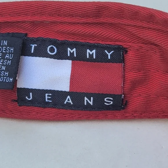 Tommy Hillfiger Jeans 2002 Red Visor Embroidered Spellout & Box Logo Size OS - Picture 7 of 11